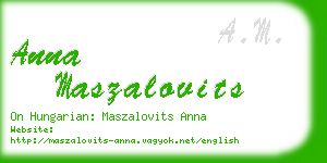 anna maszalovits business card